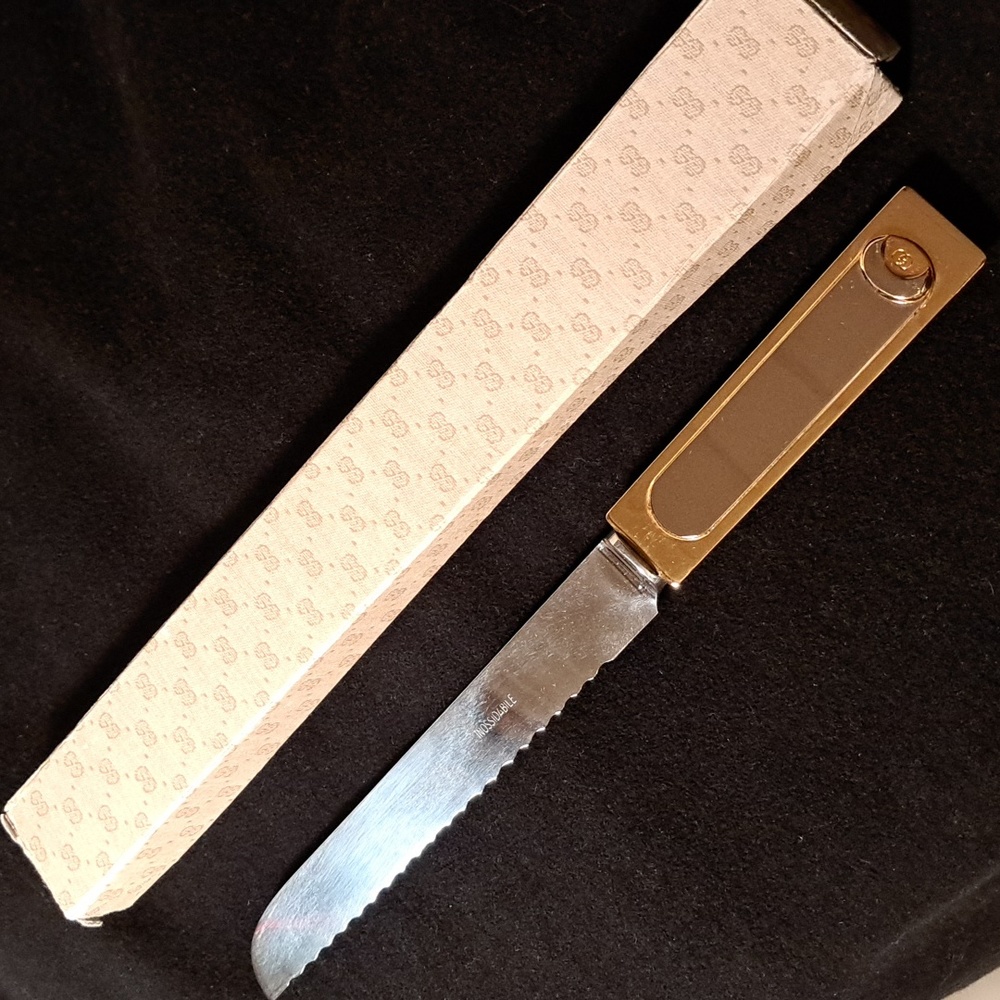 Gucci vintage brass and stainless carving knife